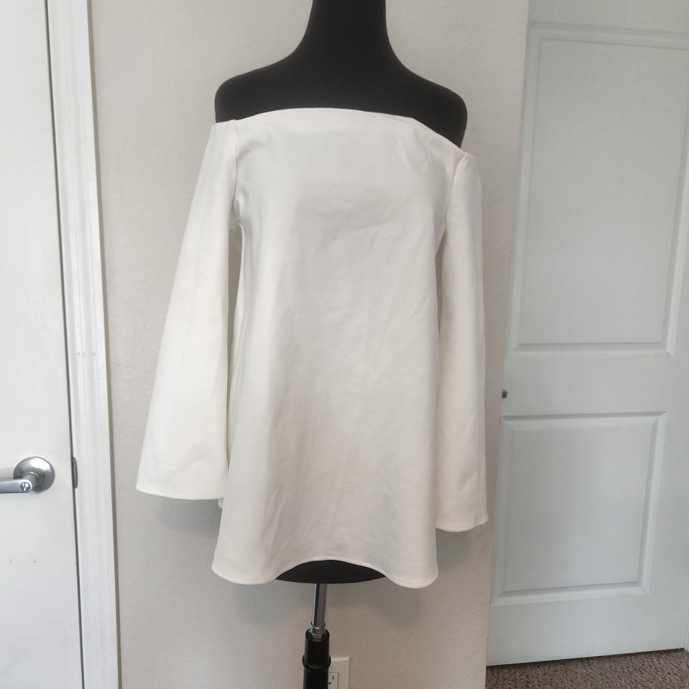 Tuckernuck Off-Shoulder Long Sleeve White Top